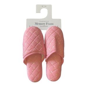 NWT-CHARTER CLUB-PINK WITH FLOWERS SLIPPERS-SIZE 7/8